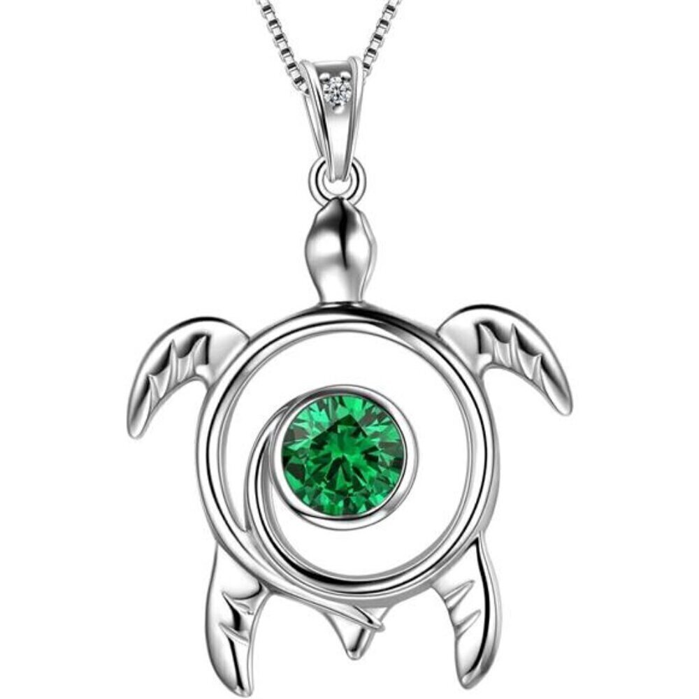 Silver Turtle Necklace Aurora Tears Celtic Spiral 925 Sterling Silver Womens